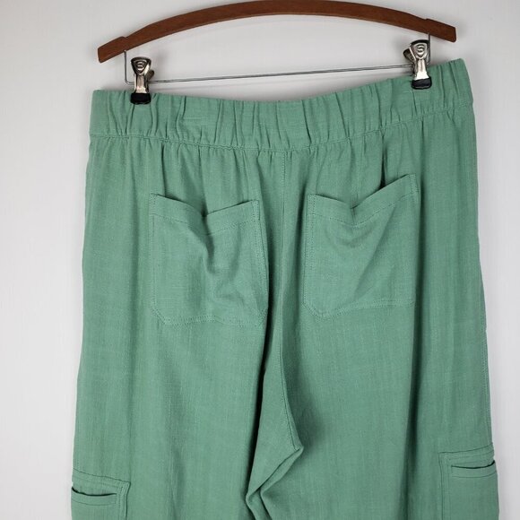 Soft Surroundings Summer Breeze Gauze Crop Cargo Pants Mint Green Pull On Size L - Picture 4 of 7